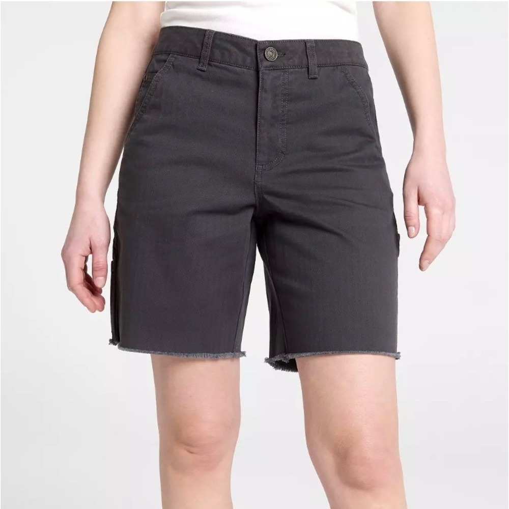 ALPINE DESIGN Bermuda Short Womens‎ 6 Black Herringbone Utility Raw Hem Gorpcore